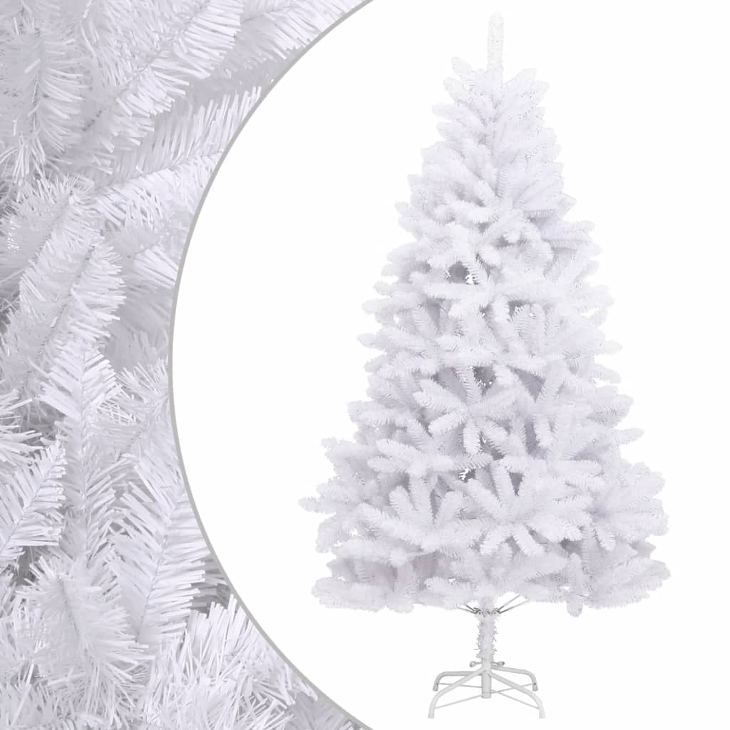 Artificial Hinged Christmas Tree with Stand White 70.9"