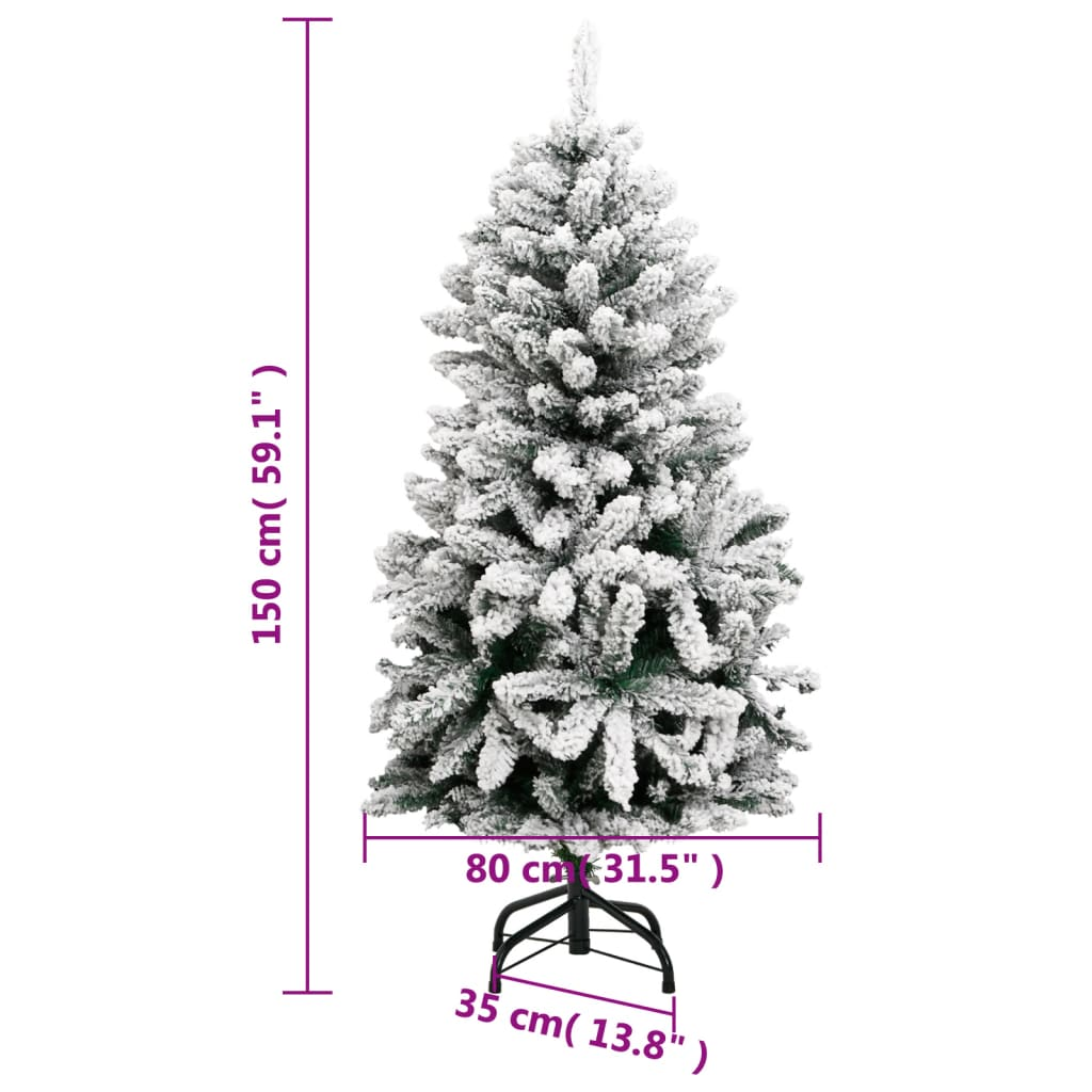 Artificial Hinged Christmas Tree with Flocked Snow 59.1"