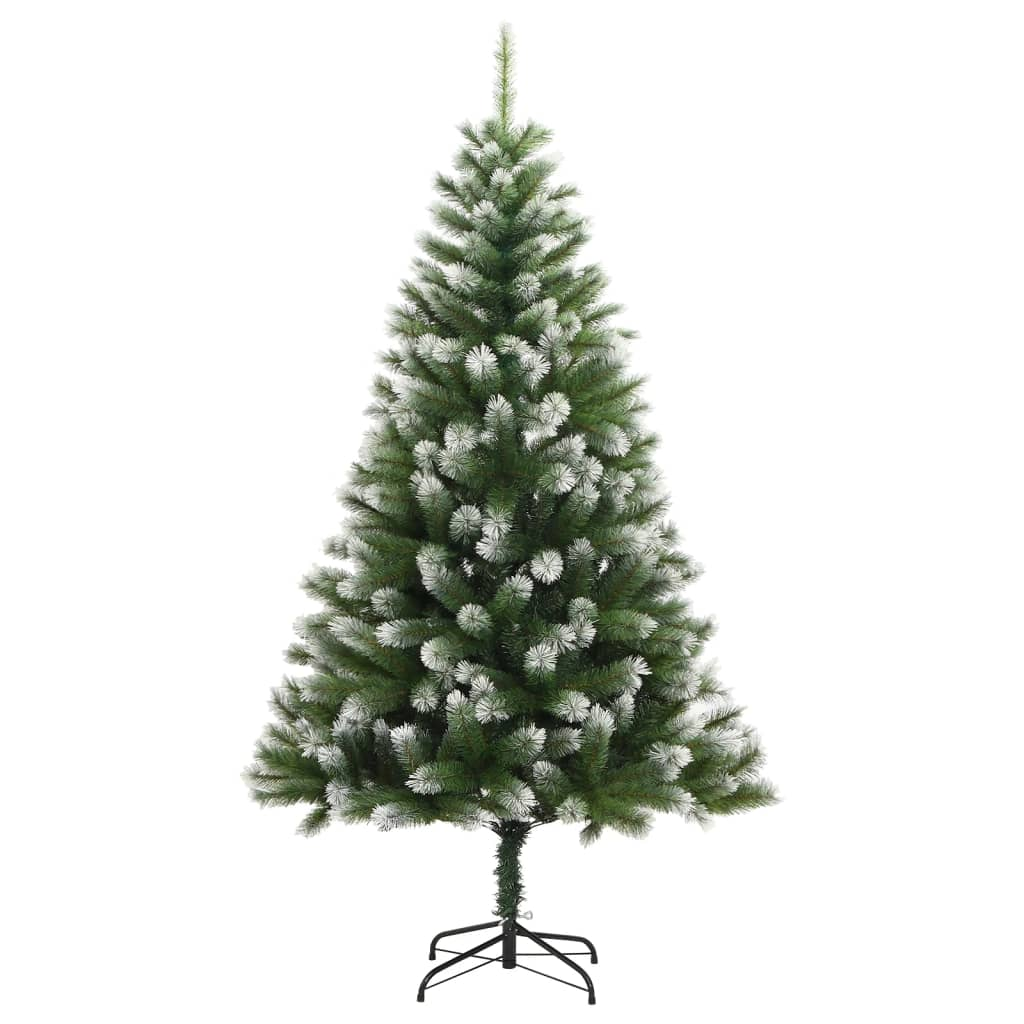 vidaXL Artificial Hinged Christmas Tree with Flocked Snow 82.7"