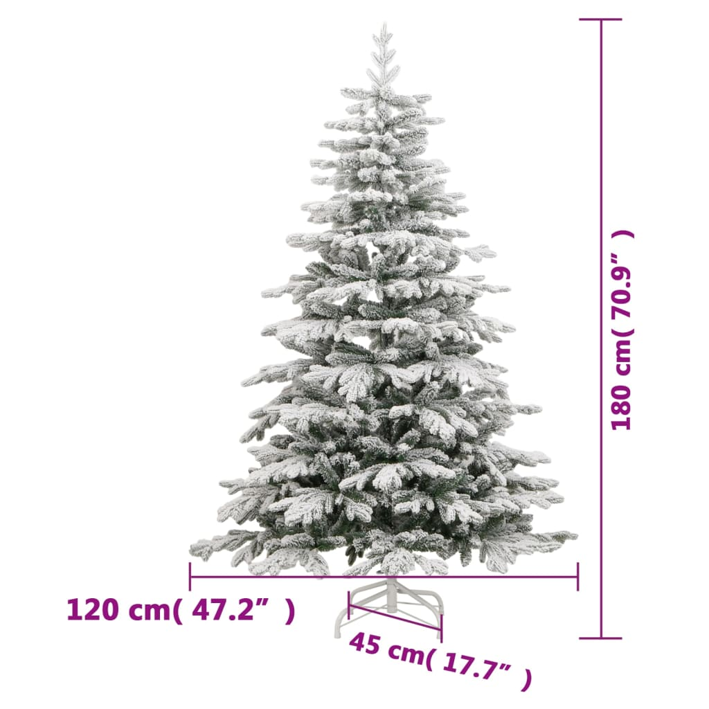 Artificial Hinged Christmas Tree with Flocked Snow 70.9"