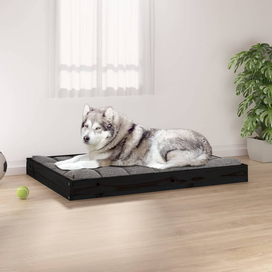 vidaXL Dog Bed Black 40"x29.1"x3.5" Solid Wood Pine