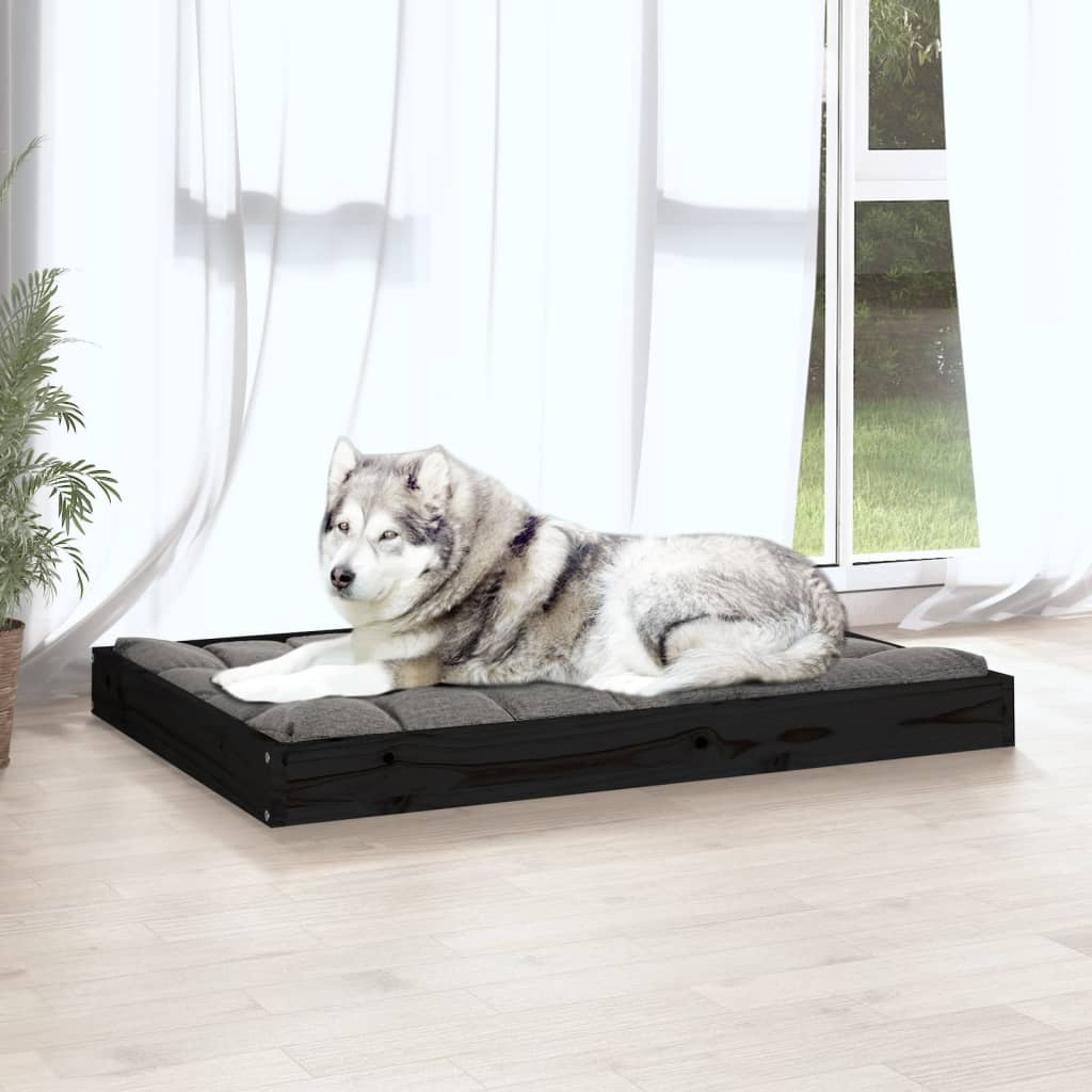 vidaXL Dog Bed Black 40"x29.1"x3.5" Solid Wood Pine