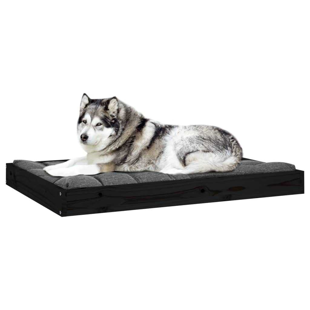 vidaXL Dog Bed Black 40"x29.1"x3.5" Solid Wood Pine