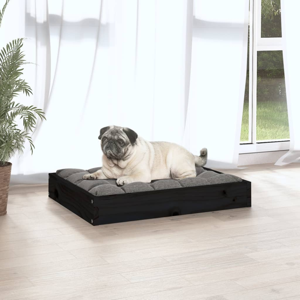 vidaXL Dog Bed Black 24.2"x19.3"x3.5" Solid Wood Pine