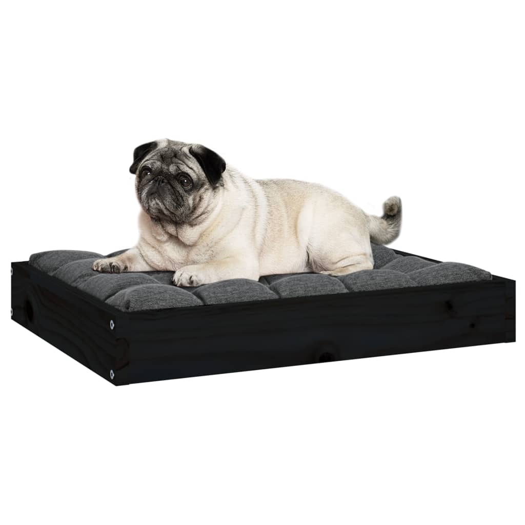 vidaXL Dog Bed Black 24.2"x19.3"x3.5" Solid Wood Pine