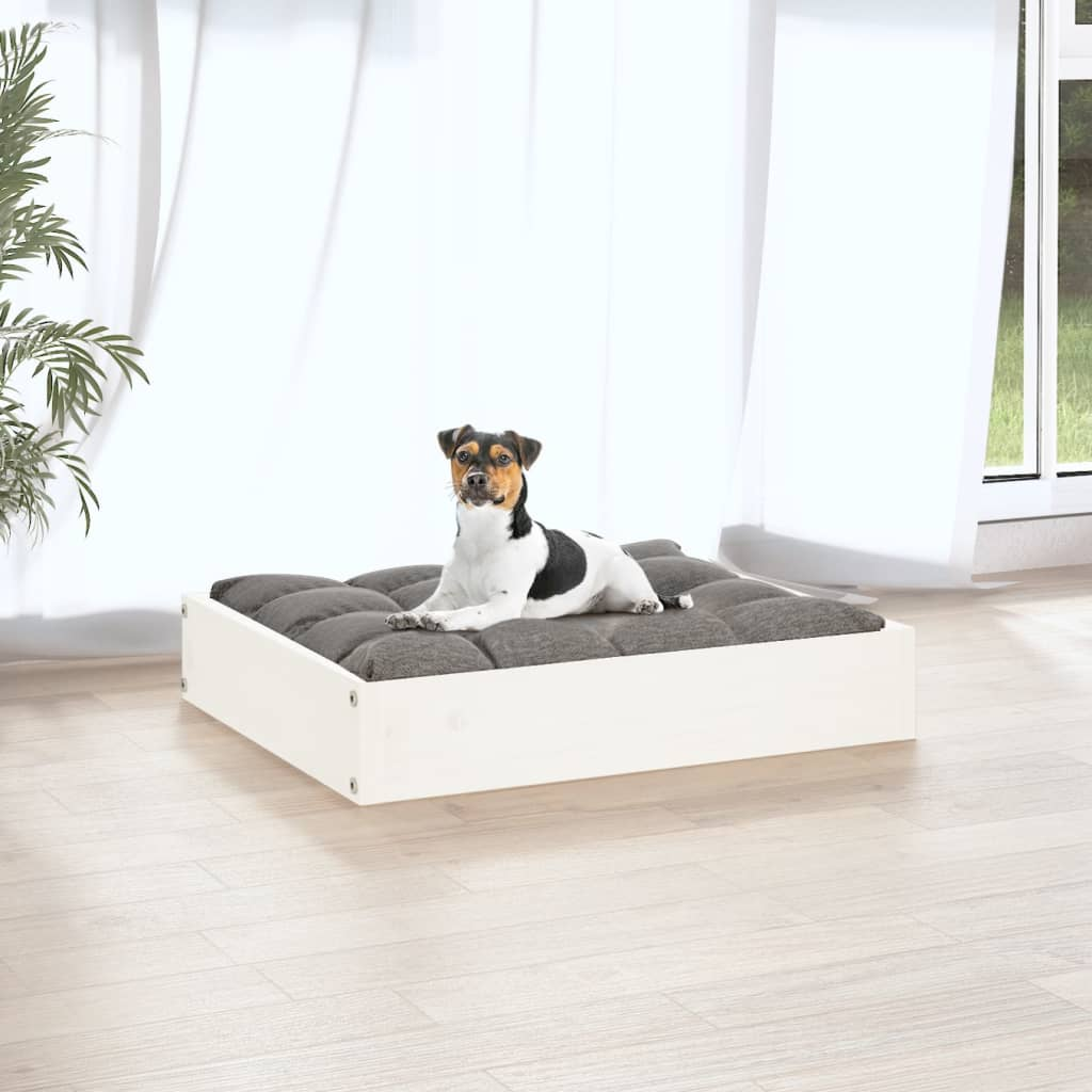 vidaXL Dog Bed White 20.3"x17.3"x3.5" Solid Wood Pine