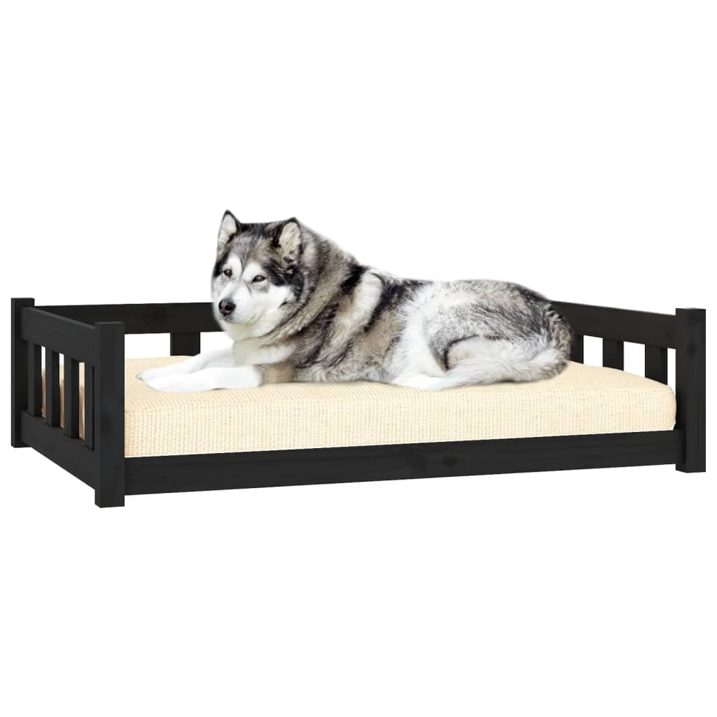 Dog Bed Black 41.5"x29.7"x11" Solid Wood Pine