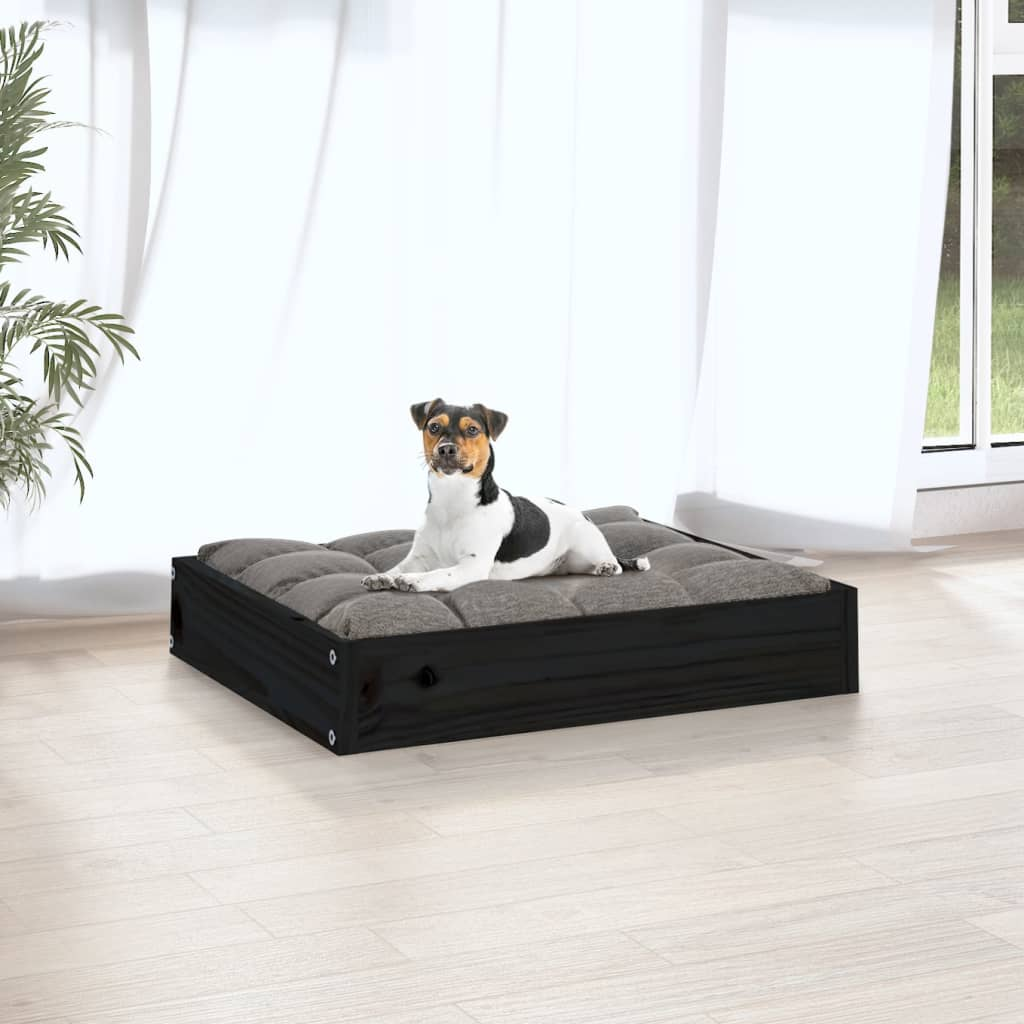 vidaXL Dog Bed Black 20.3"x17.3"x3.5" Solid Wood Pine