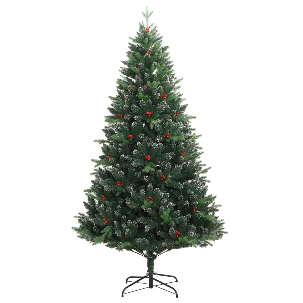 Artificial Hinged Christmas Tree with Red Berries 70.9"