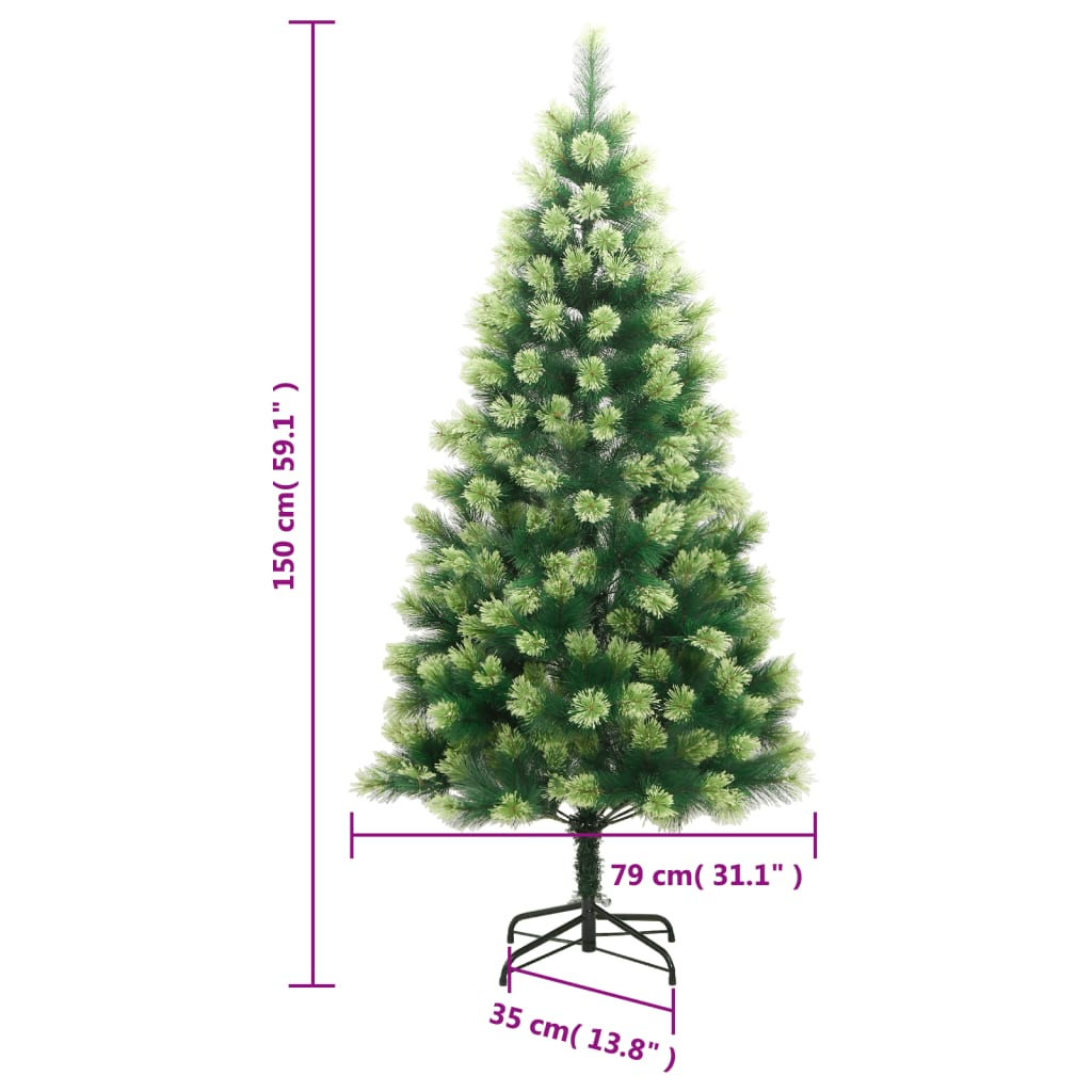 vidaXL Artificial Hinged Christmas Tree with Stand 59.1"