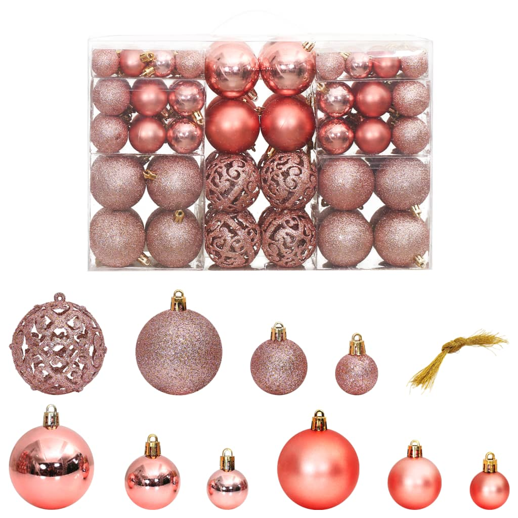 Christmas Baubles 100 pcs Pink and Rose 1.2" / 1.6" / 2.4"