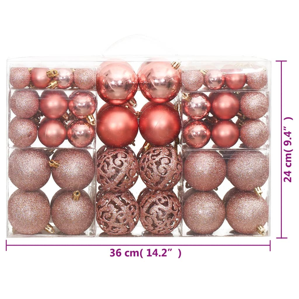 Christmas Baubles 100 pcs Pink and Rose 1.2" / 1.6" / 2.4"