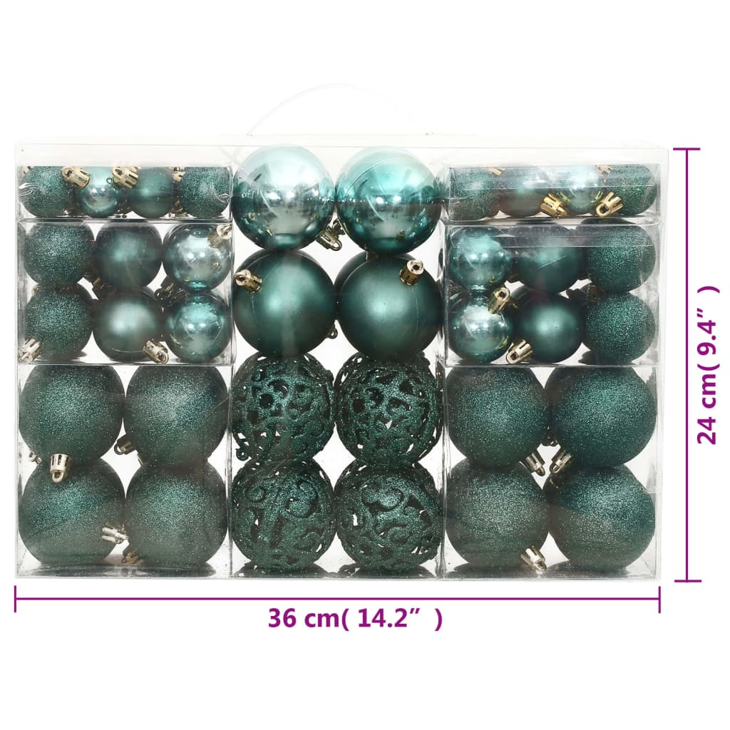 Christmas Baubles 100 pcs Green 1.2" / 1.6" / 2.4"