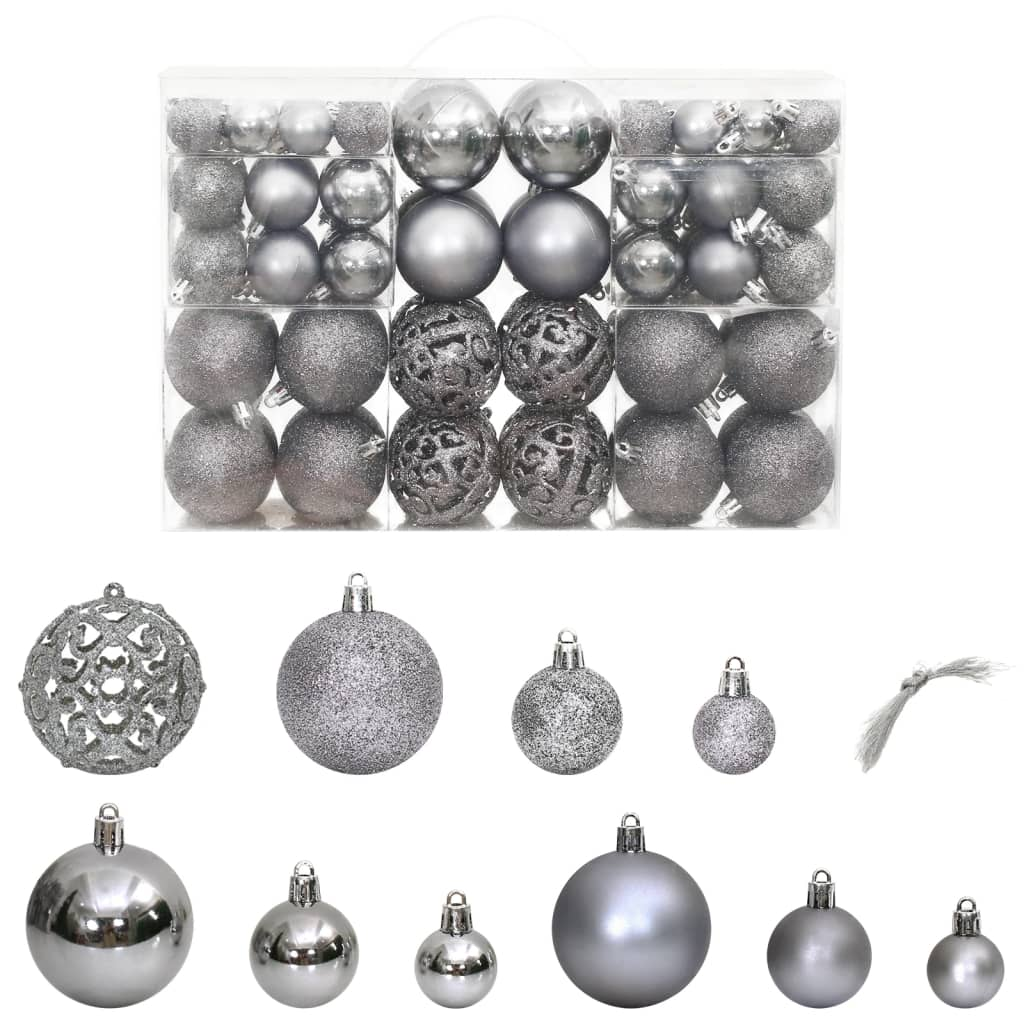 vidaXL Christmas Baubles 100 pcs Gray 1.2" / 1.6" / 2.4"