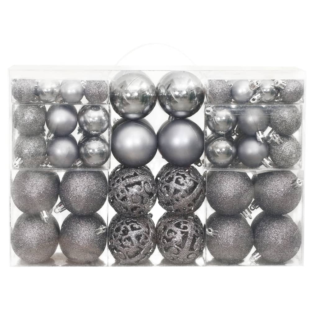 vidaXL Christmas Baubles 100 pcs Gray 1.2" / 1.6" / 2.4"