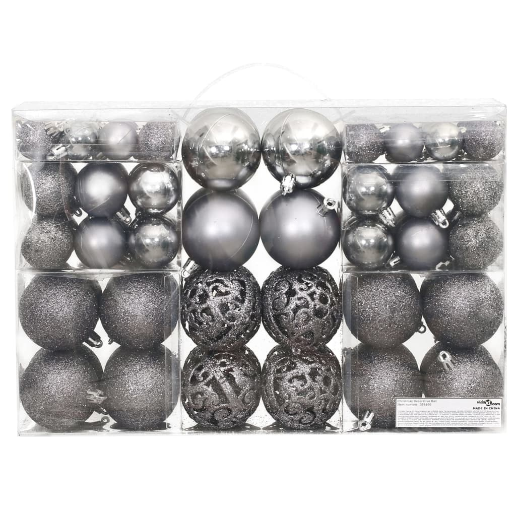 vidaXL Christmas Baubles 100 pcs Gray 1.2" / 1.6" / 2.4"