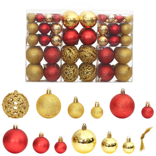 Christmas Baubles 100 pcs Gold and Wine Red 1.2" / 1.6" / 2.4"