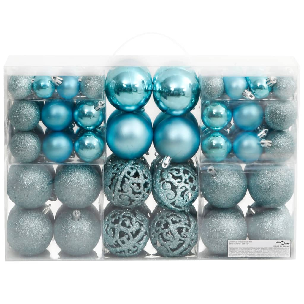 vidaXL Christmas Baubles 100 pcs Turquoise 1.2" / 1.6" / 2.4"