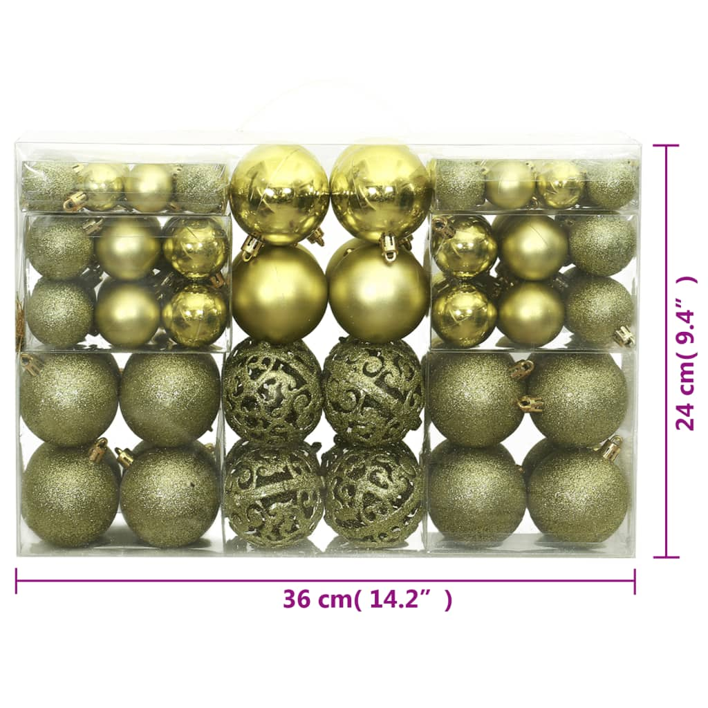 Christmas Baubles 100 pcs Light Green 1.2" / 1.6" / 2.4"