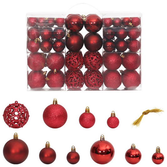 Christmas Baubles 100 pcs Wine Red 1.2" / 1.6" / 2.4"