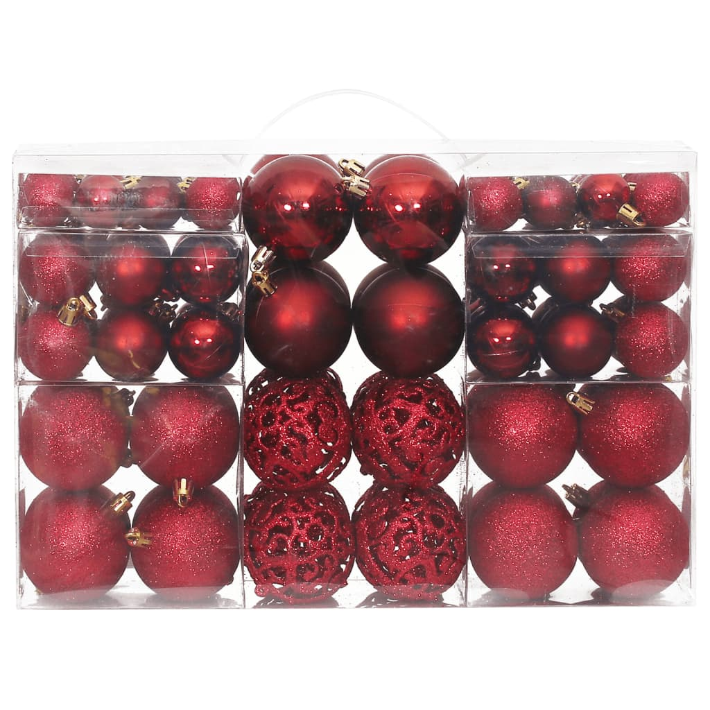 Christmas Baubles 100 pcs Wine Red 1.2" / 1.6" / 2.4"