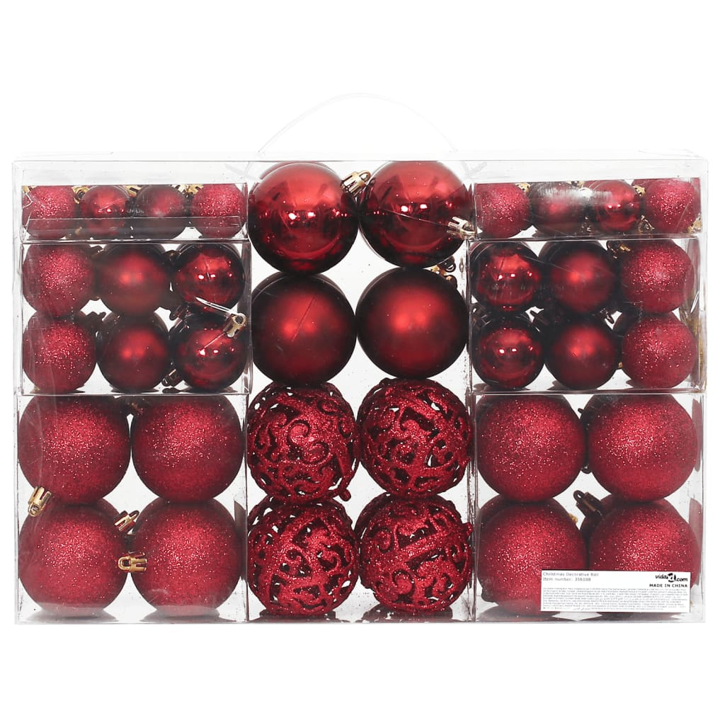 Christmas Baubles 100 pcs Wine Red 1.2" / 1.6" / 2.4"