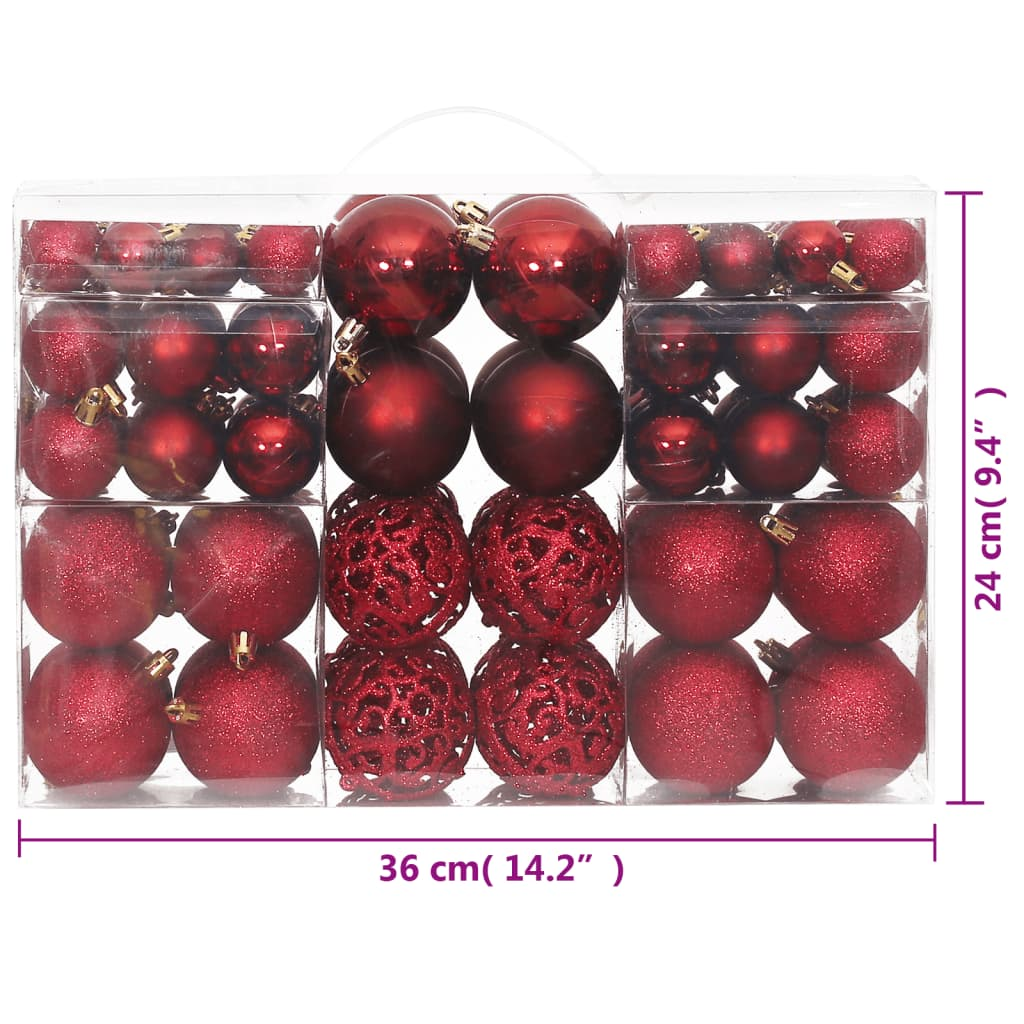 Christmas Baubles 100 pcs Wine Red 1.2" / 1.6" / 2.4"