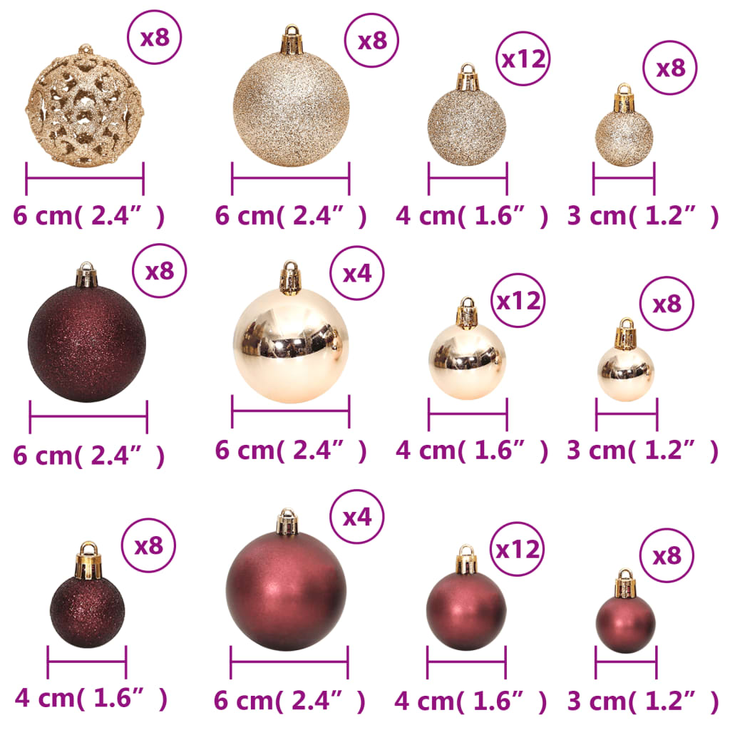 Christmas Baubles 100 pcs Champagne and Brown 1.2" / 1.6" / 2.4"