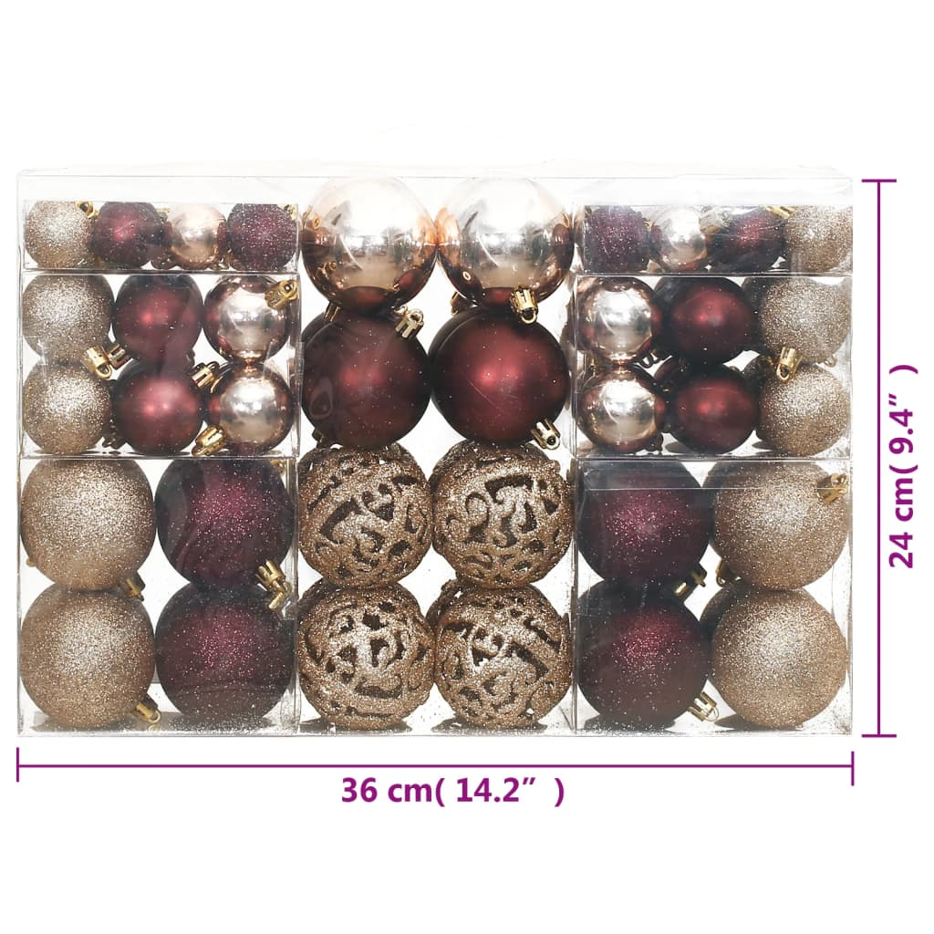 Christmas Baubles 100 pcs Champagne and Brown 1.2" / 1.6" / 2.4"