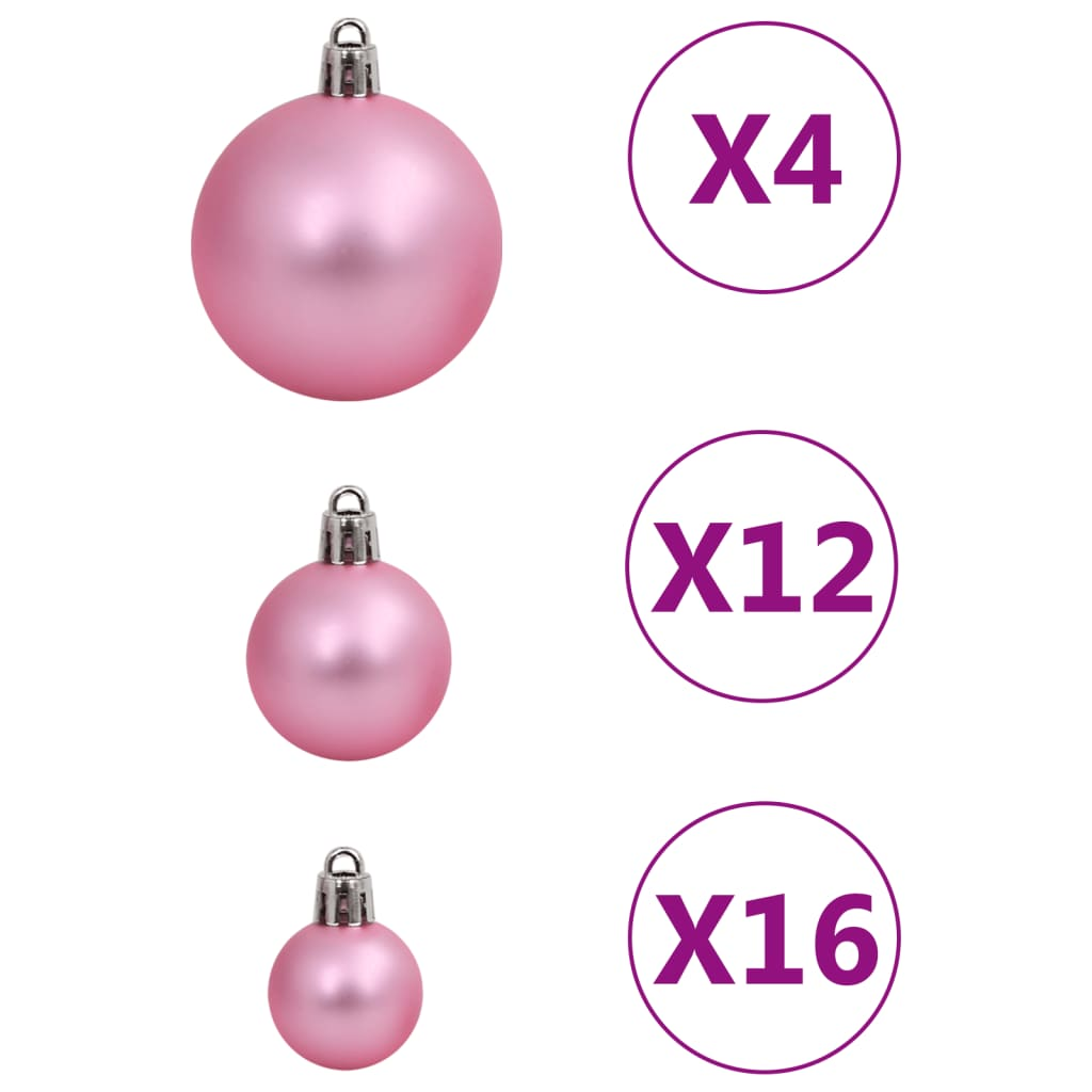 vidaXL 111 Piece Christmas Bauble Set Pink Polystyrene