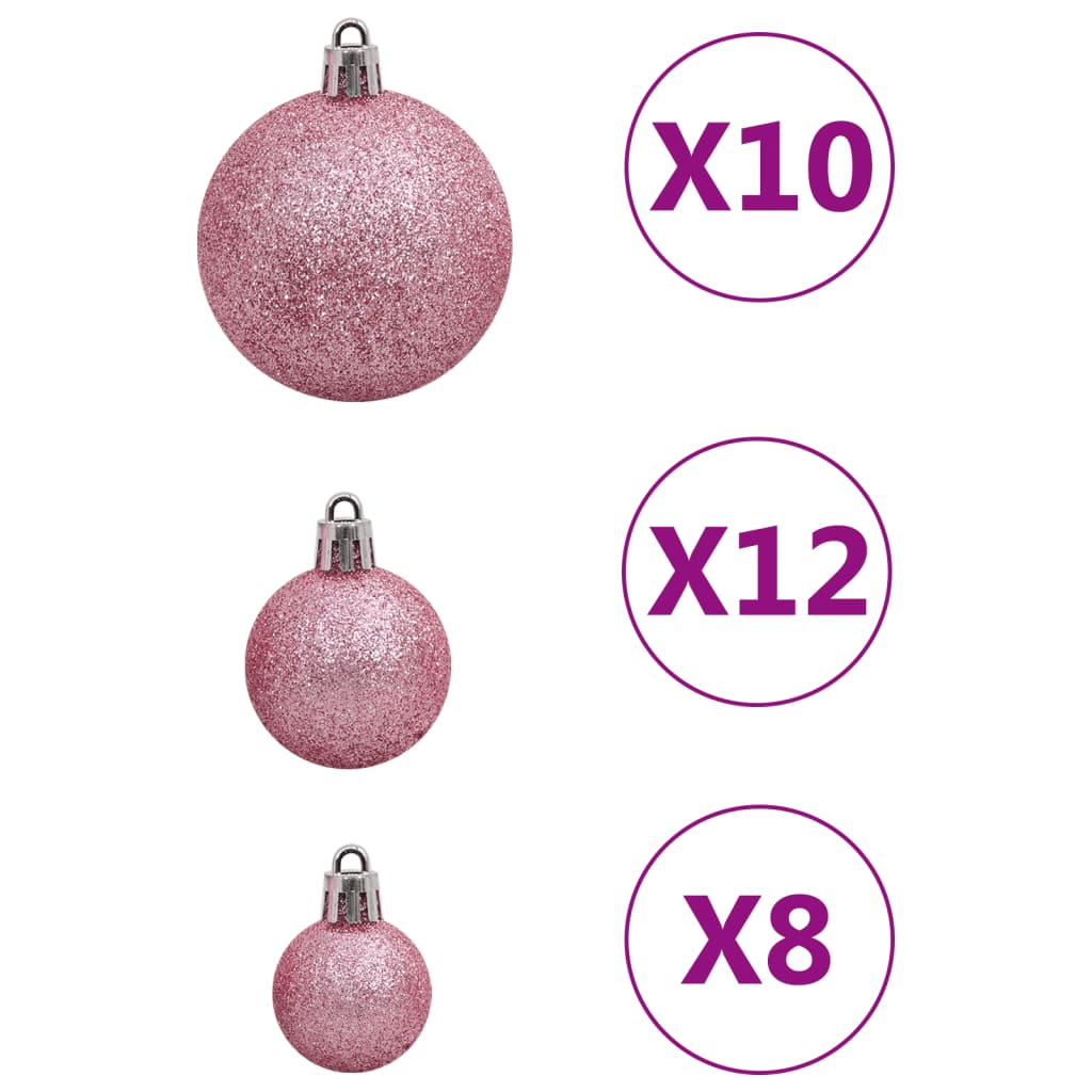 vidaXL 111 Piece Christmas Bauble Set Pink Polystyrene