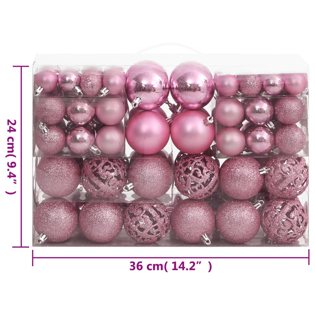 vidaXL 111 Piece Christmas Bauble Set Pink Polystyrene