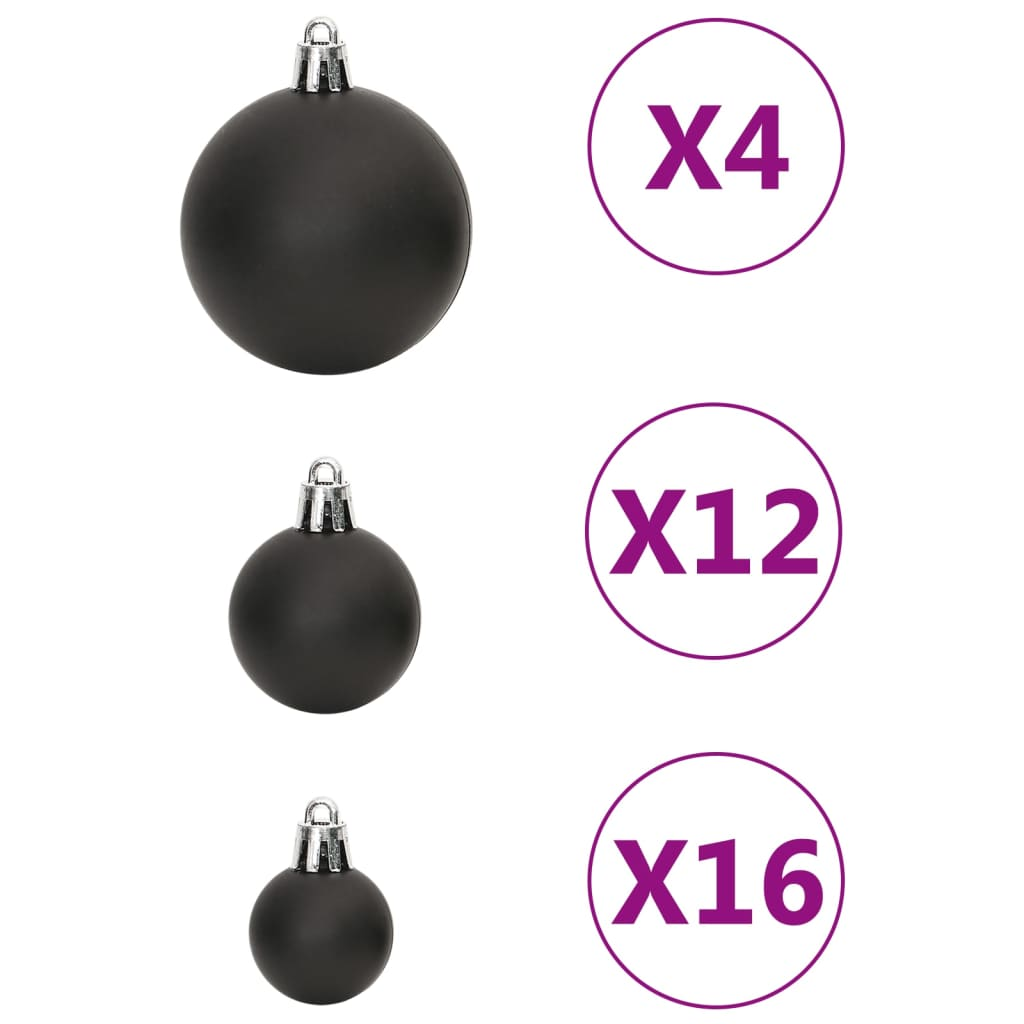 vidaXL 111 Piece Christmas Bauble Set Black Polystyrene