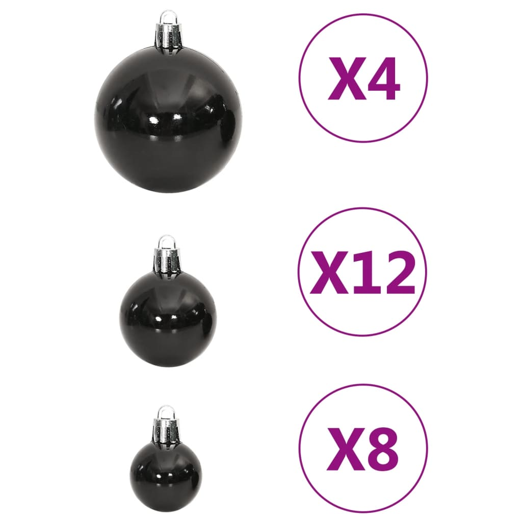 vidaXL 111 Piece Christmas Bauble Set Black Polystyrene