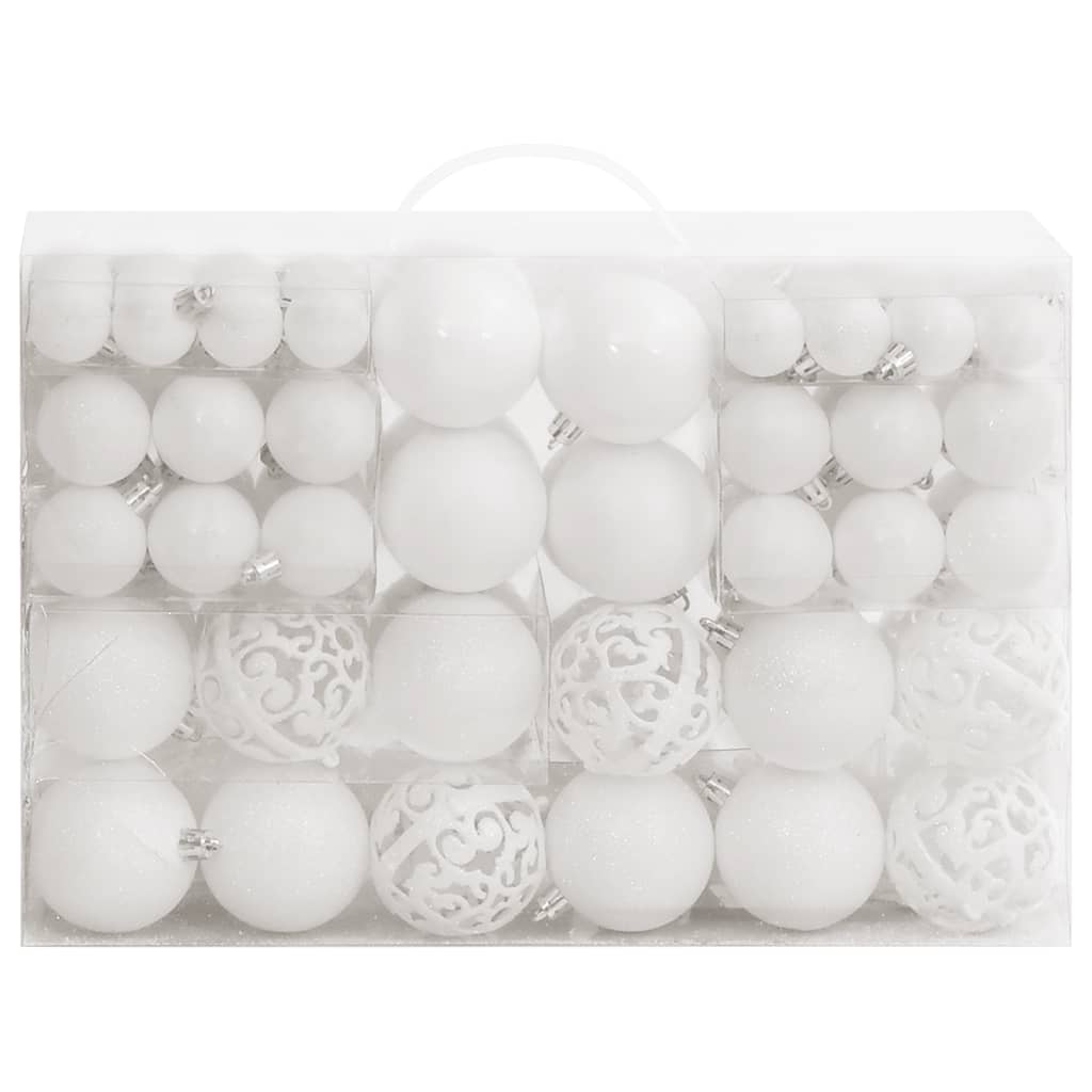 vidaXL 111 Piece Christmas Bauble Set White Polystyrene