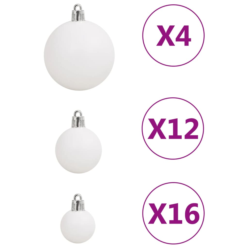 vidaXL 111 Piece Christmas Bauble Set White Polystyrene