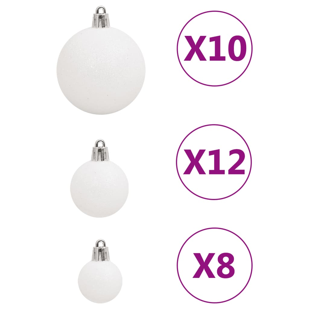 vidaXL 111 Piece Christmas Bauble Set White Polystyrene