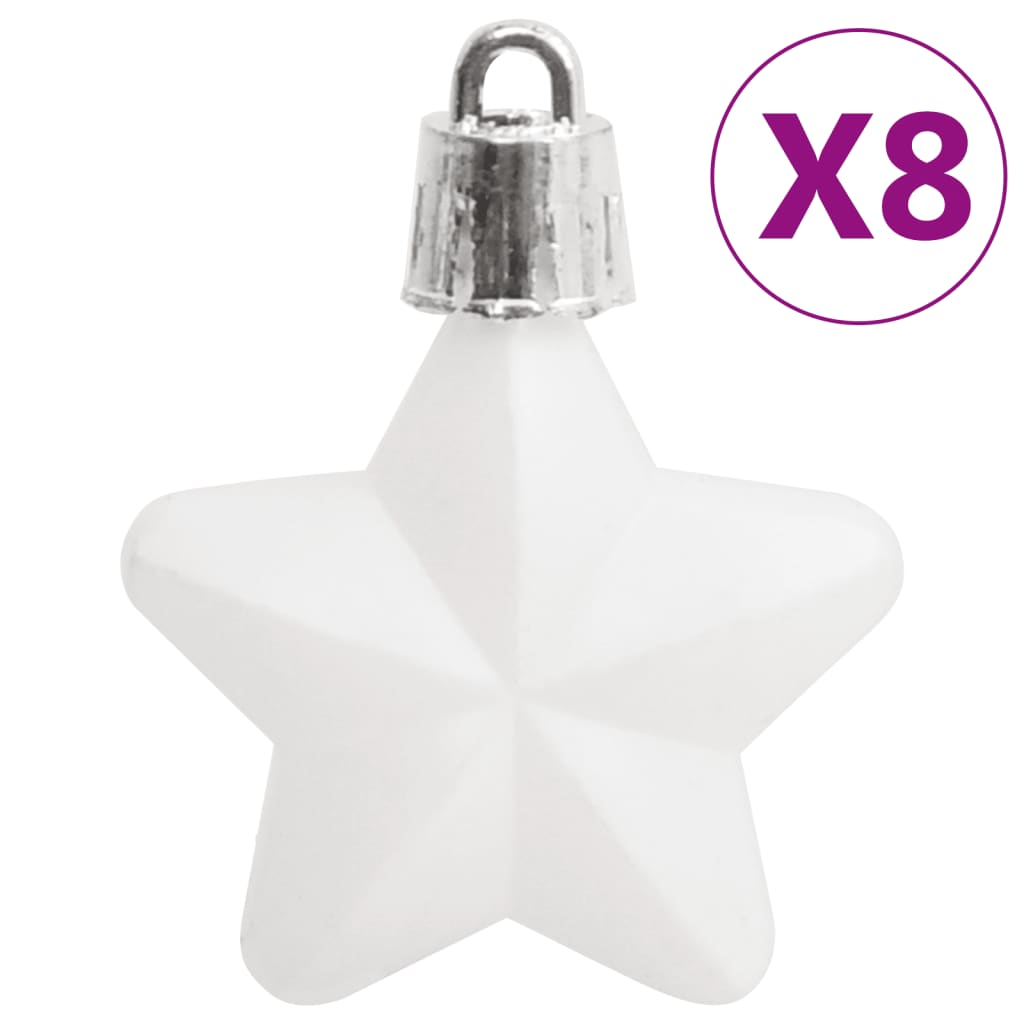 vidaXL 111 Piece Christmas Bauble Set White Polystyrene