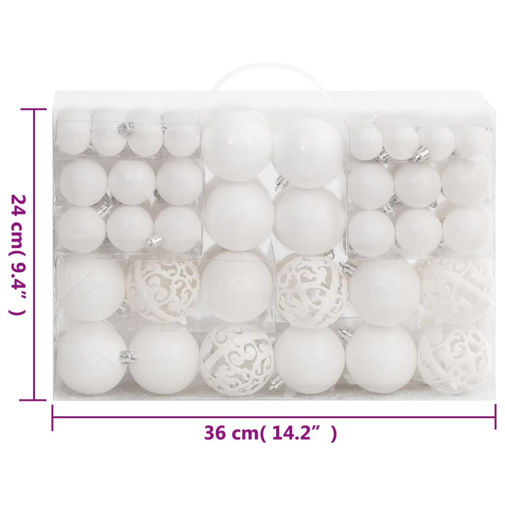 vidaXL 111 Piece Christmas Bauble Set White Polystyrene