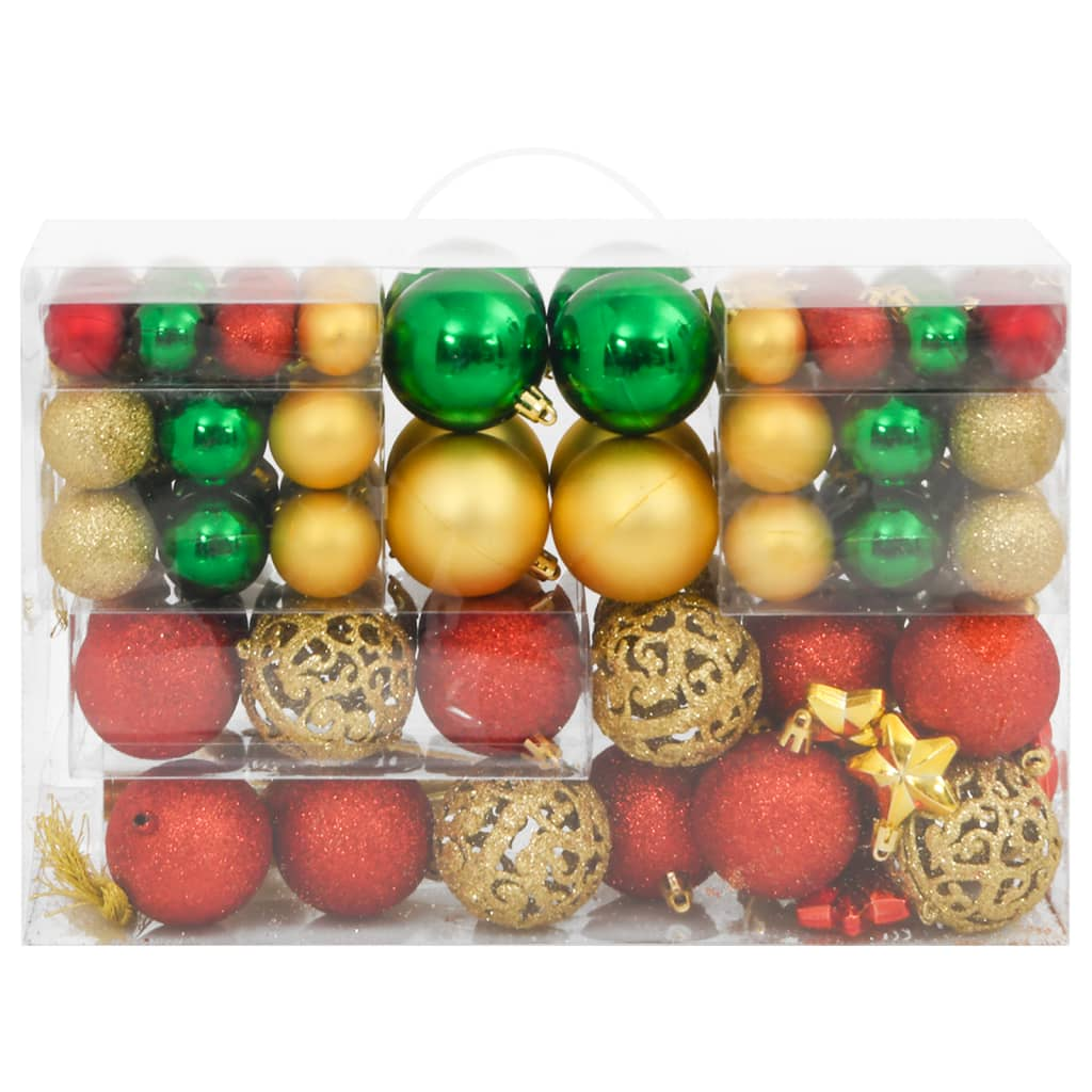 112 Piece Christmas Bauble Set Red / Green / Gold Polystyrene