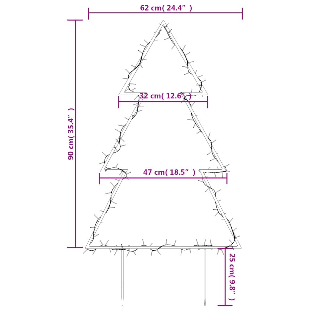 Christmas Light Decoration with Spikes Tree 115 LEDs 35.4"