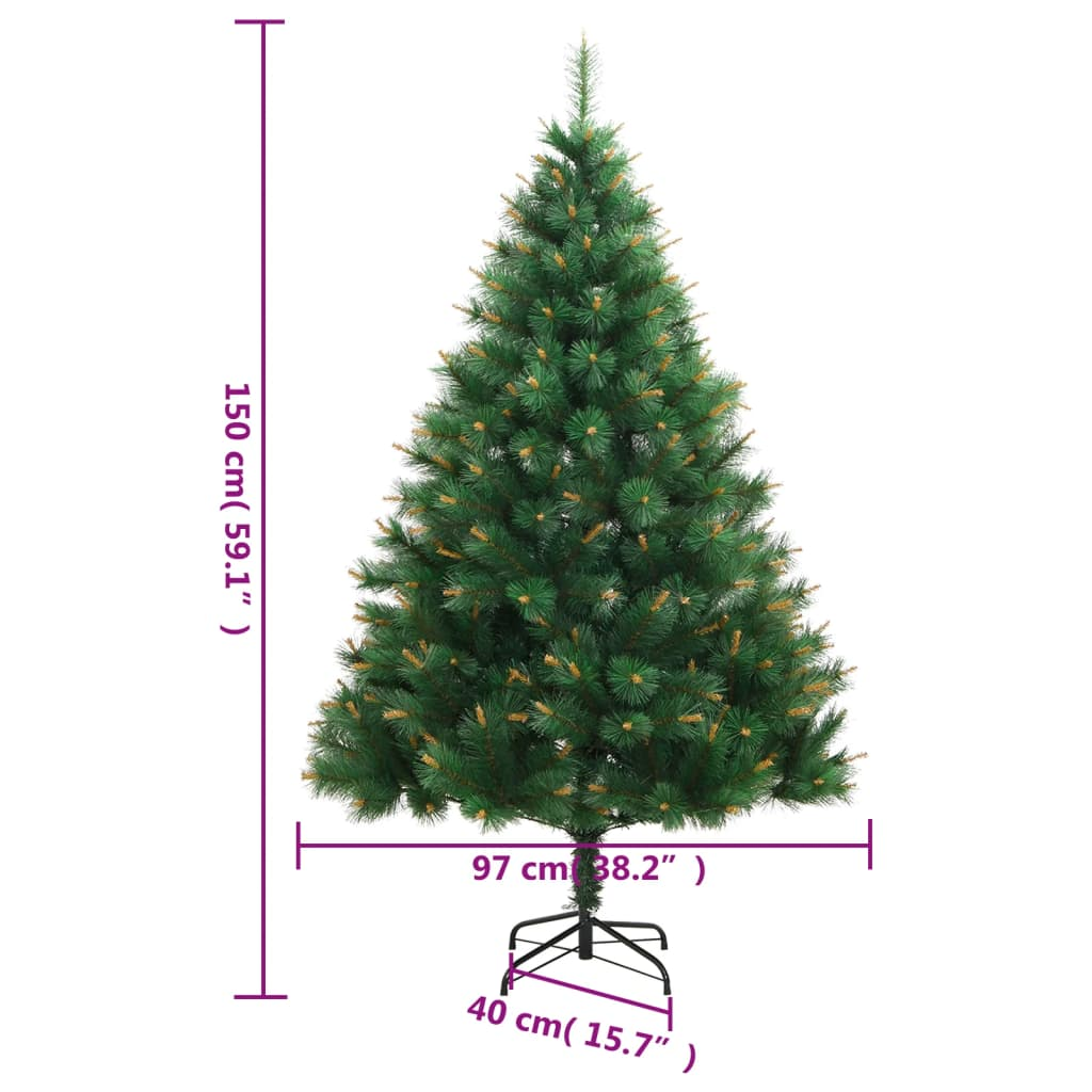 vidaXL Artificial Hinged Christmas Tree with Stand 59.1"