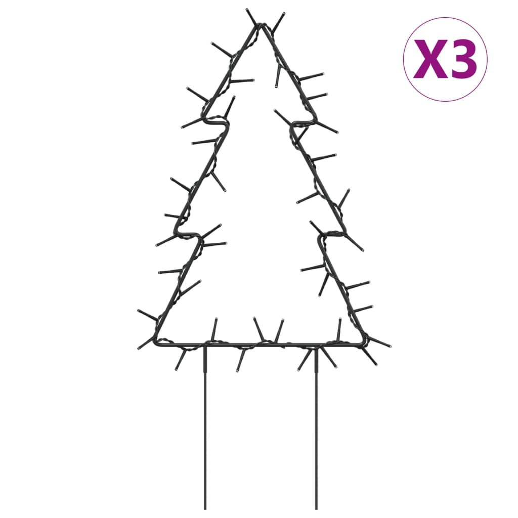 Christmas Light Decorations with Spikes 3 pcs Tree 50 LEDs 11.8"