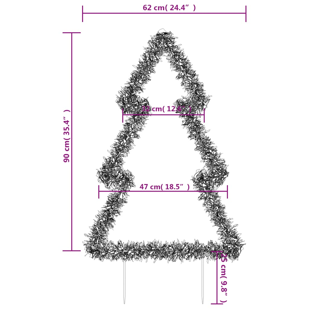 Christmas Light Decoration with Ground Spikes Tree 115 LEDs 35.4"