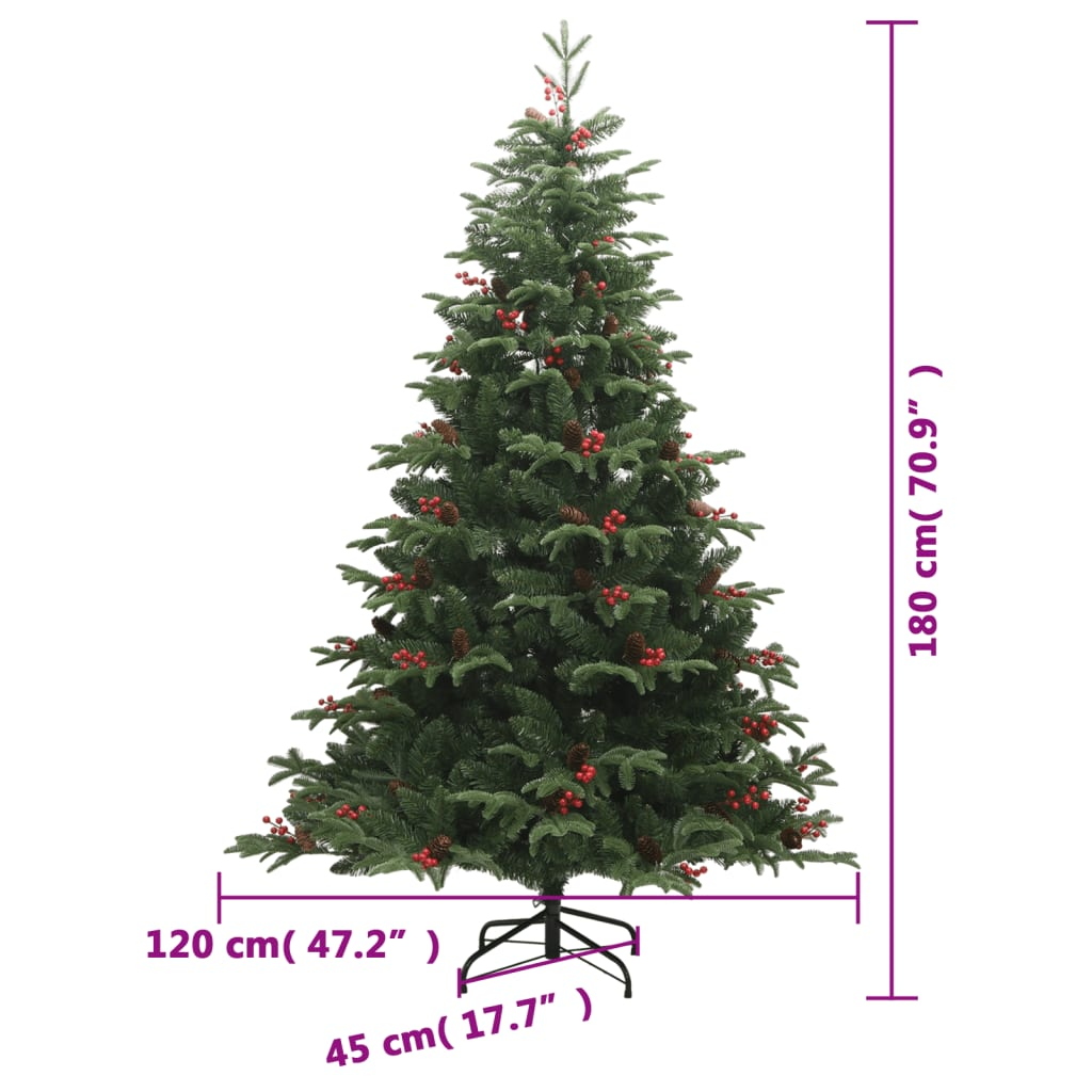 Artificial Hinged Christmas Tree with Cones and Berries 70.9"