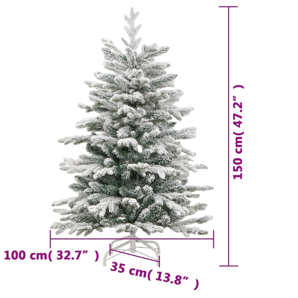 vidaXL Artificial Hinged Christmas Tree with Flocked Snow 59.1"