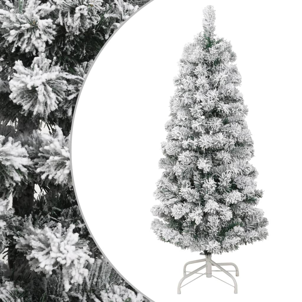 Artificial Hinged Christmas Tree with Flocked Snow 59.1"