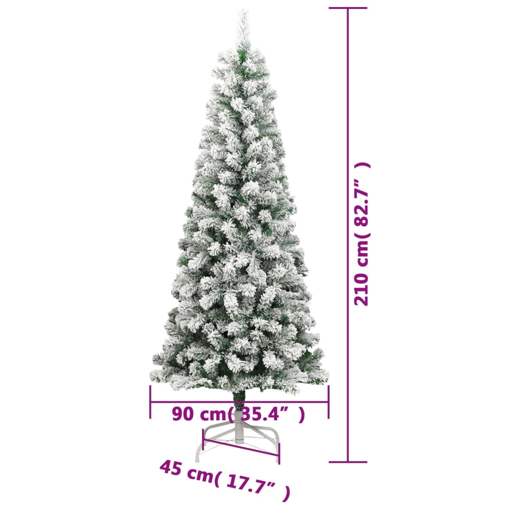 Artificial Hinged Christmas Tree with Flocked Snow 82.7"