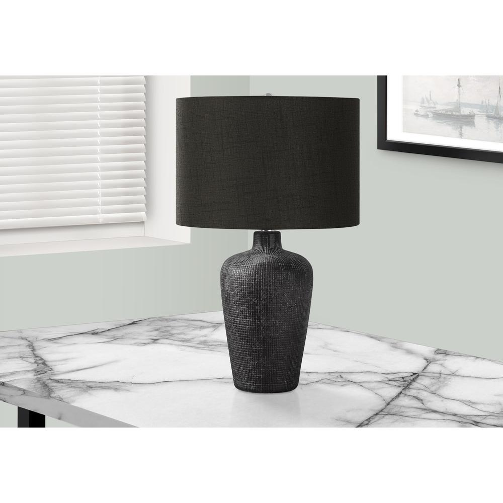 Lighting, Table Lamp, 24"H, Black Ceramic, Black Shade, Contemporary