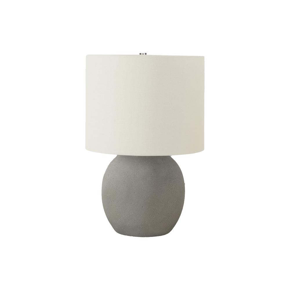 Lighting, 20"H, Table Lamp, Grey Concrete, Ivory / Cream Shade, Contemporary